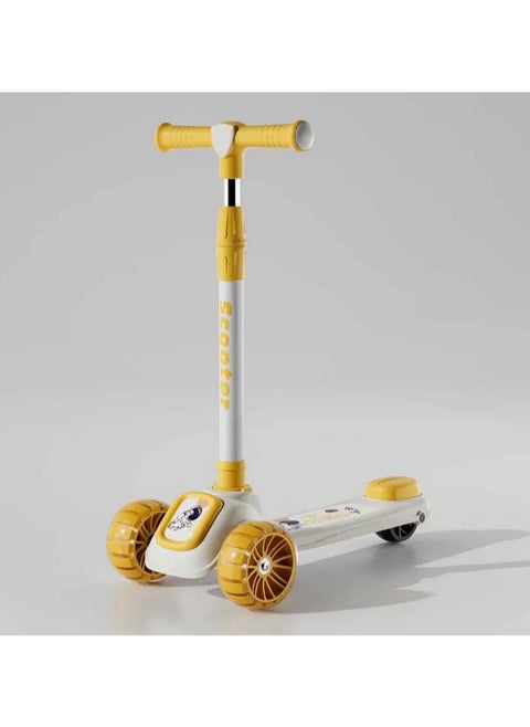A stylish three-wheeled kids' scooter, featuring a modern design that provides stability and safety while riding. Suitable for young children to move freely and play, it features a comfortable handlebar and a non-slip surface for added safety. It's an ideal choice for enhancing balance and developing motor skills.