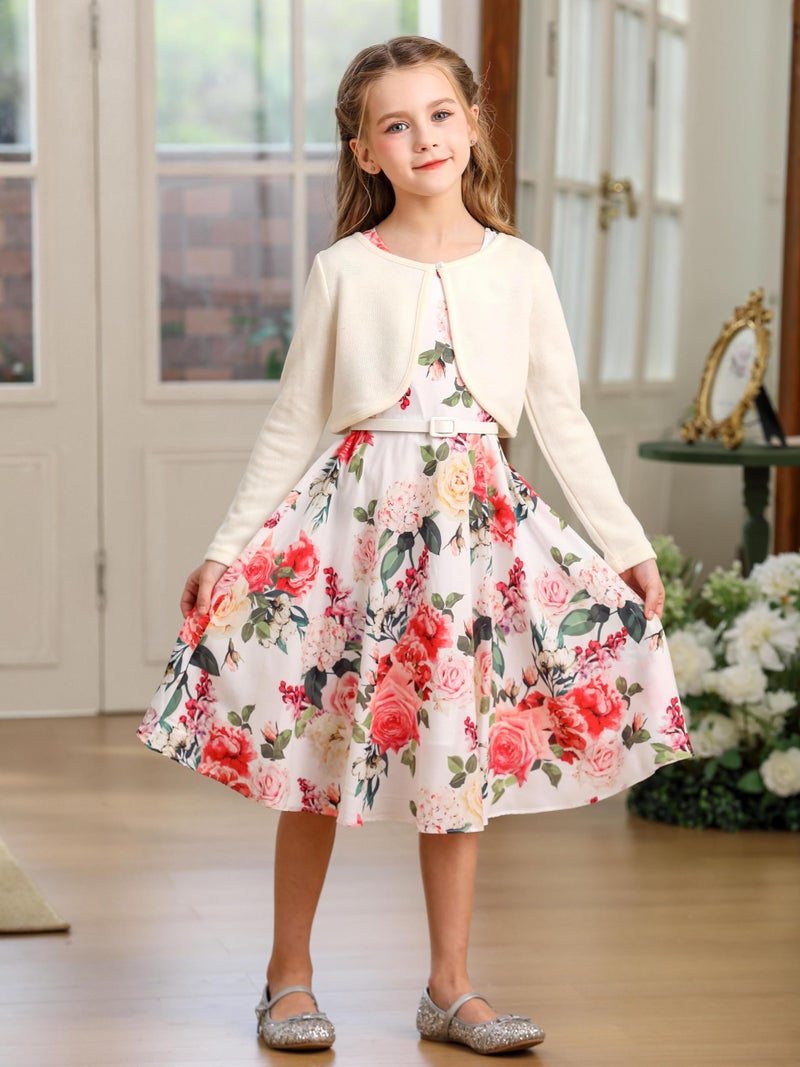 Bonny Billy Girls' Long Sleeve Knit Bolero Cardigans Jacket Cover Up Sweater 5-6 Years Off White - Image 2