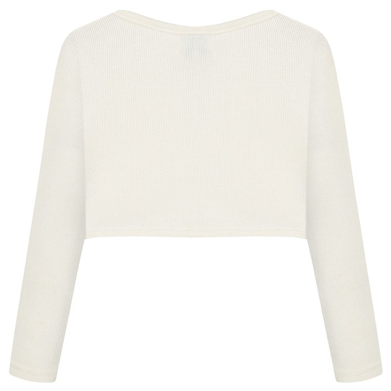 Bonny Billy Girls' Long Sleeve Knit Bolero Cardigans Jacket Cover Up Sweater 5-6 Years Off White - Image 3