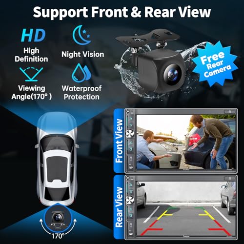 SJOYBRING 7" Double Din Car Stereo with Wireless Apple CarPlay & Android Auto, QLED Touchscreen, Bluetooth, Backup Camera, 4.2-CHN Audio, 2 Subwoofer Outputs, AM/FM Car Radio - Image 5