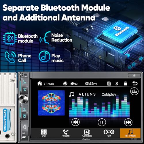 SJOYBRING 7" Double Din Car Stereo with Wireless Apple CarPlay & Android Auto, QLED Touchscreen, Bluetooth, Backup Camera, 4.2-CHN Audio, 2 Subwoofer Outputs, AM/FM Car Radio - Image 4