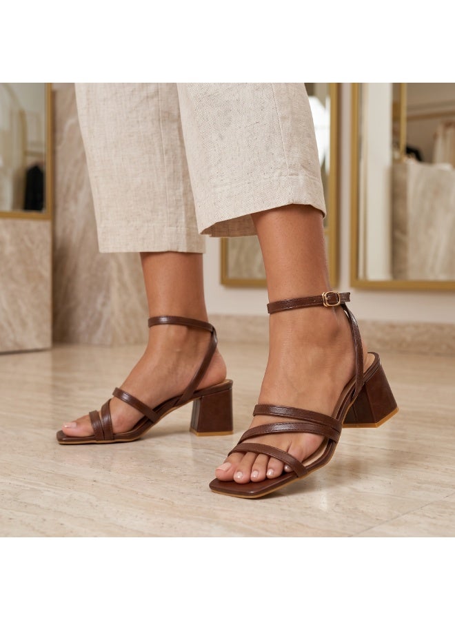 LIFESTYLISH Sandal Heels Leather Unique With Buckle SN-822 - Brown - Image 1