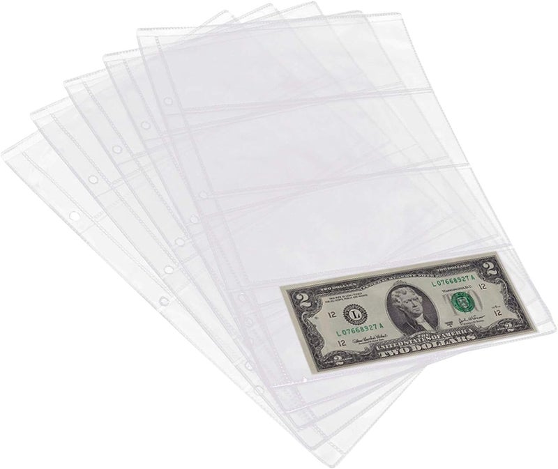 10 Pieces Binder Pages, Money Album Pages, Collecting Binder Pockets with 4 Holes Free Paper - Image 2