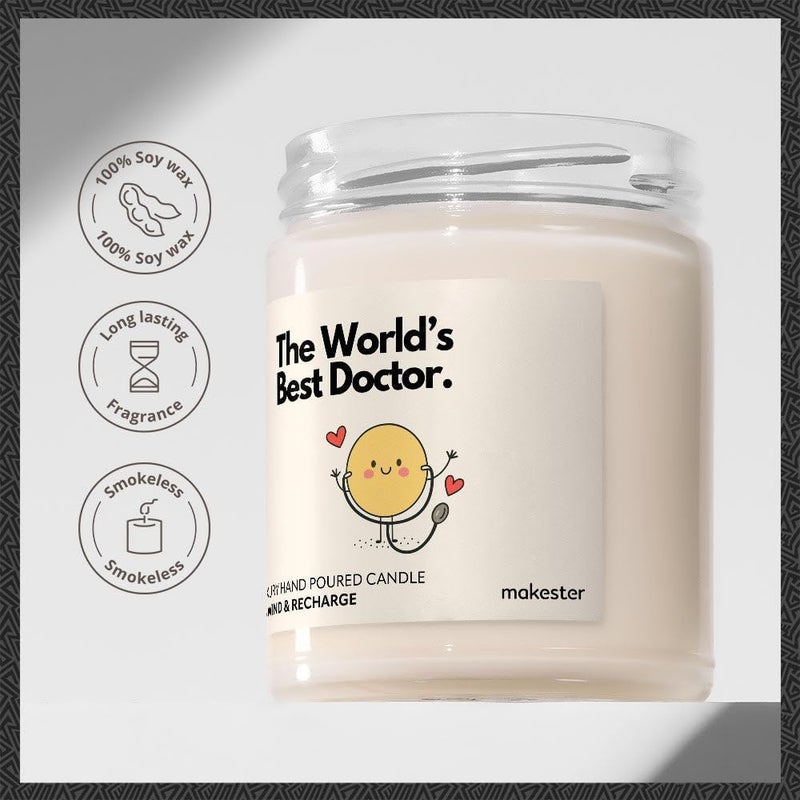 Makester Doctor Gifts - Luxury Soy Wax Candle - Vanilla, Jasmine, Sugared Almond - Makester - Image 4
