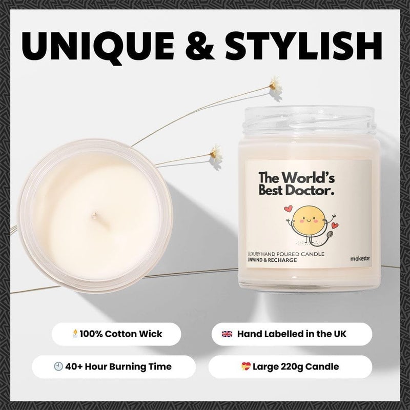 Makester Doctor Gifts - Luxury Soy Wax Candle - Vanilla, Jasmine, Sugared Almond - Makester - Image 5