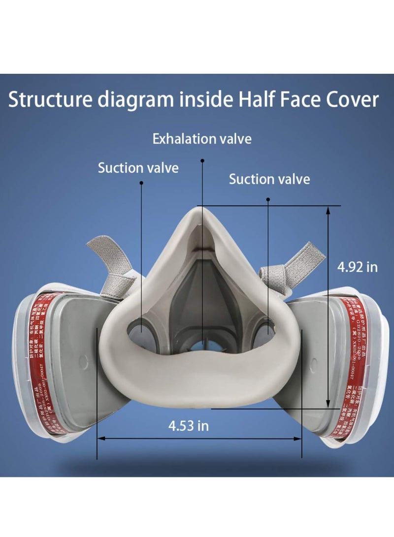 ELIKLIV Reusable Medium Half Face Respirator Mask with Safety Glasses - Ideal Filters for Painting, Welding, Polishing & Woodworking Protection - Image 4