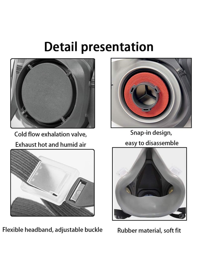 ELIKLIV Reusable Medium Half Face Respirator Mask with Safety Glasses - Ideal Filters for Painting, Welding, Polishing & Woodworking Protection - Image 5