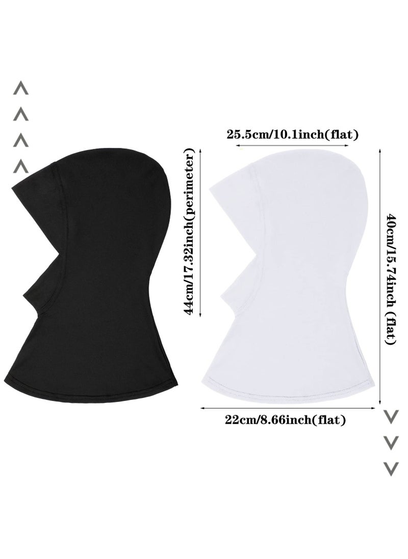 SYOSI 2 Pieces Modal Hijab Cap Adjustable Muslim Stretchy Turban Full Cover Shawl Under cap Full Neck Coverage for Women(White, Black, Delicate Style)  - Image 5