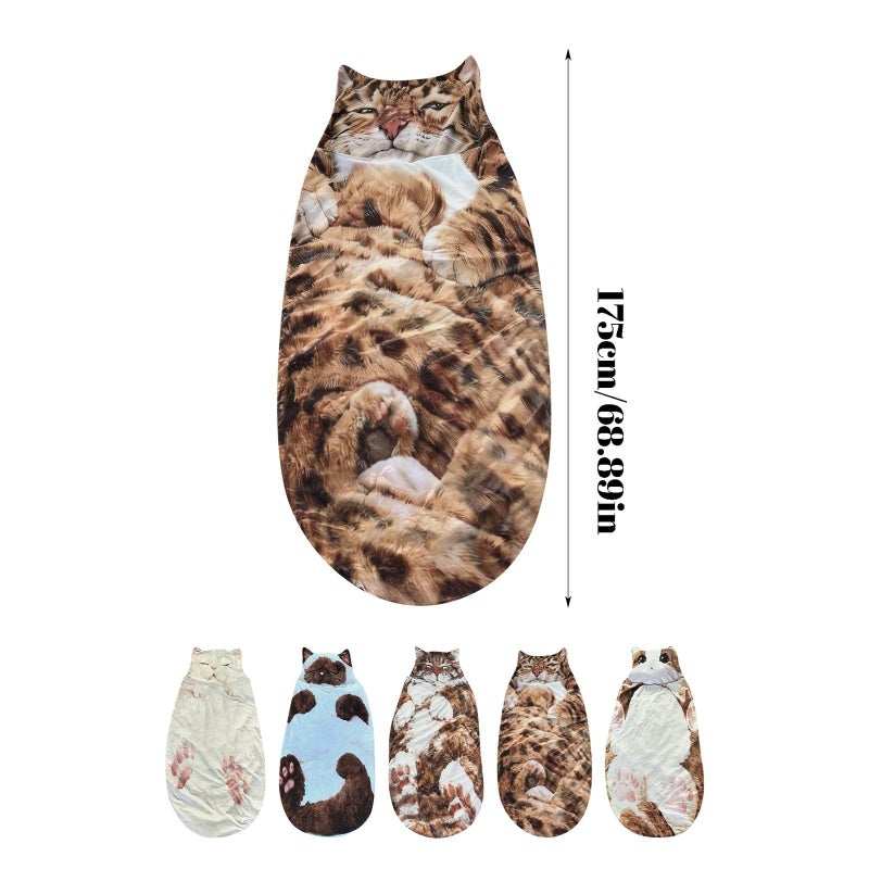 Color D Cat Shaped Plush Adult Sleeping Bag Warm Washable 68 89 Inch For Camping And Home - Image 4