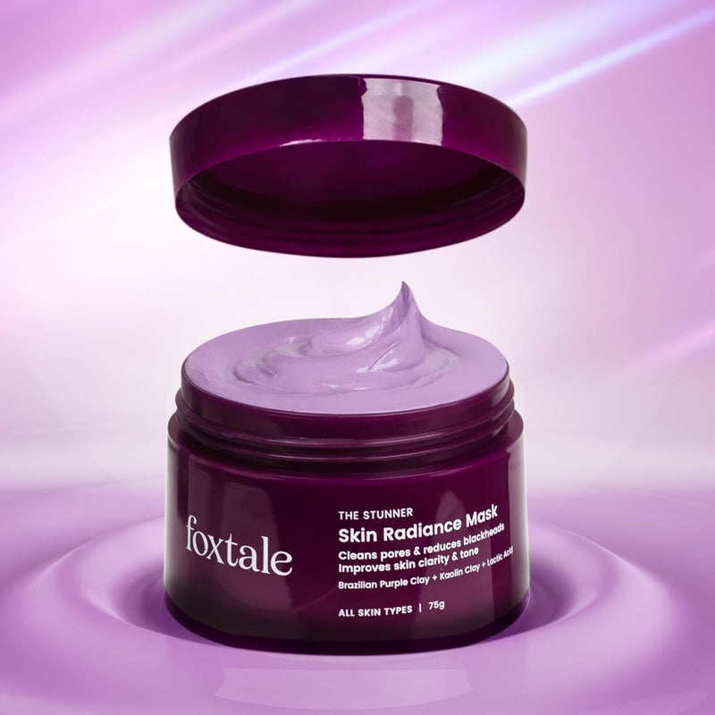 Foxtale DeTan Face Mask for Glowing Skin Clay Mask with Lactic Acid for Tan Removal Reduction in Blackheads Instant Brightening NewAge Ubtan Face Pack for All Skin Types Men Women 75g - Image 2