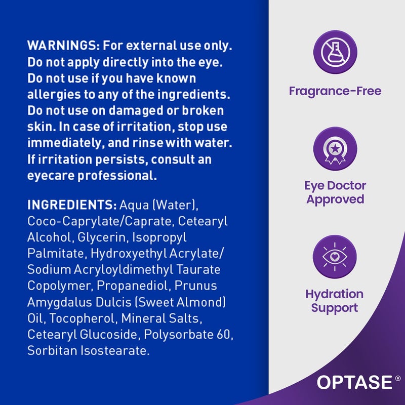 Optase LIFE Sensitive Eye Daily Renewal Cream - Hydrating Eye Cream for Skin Use Around Dry and Sensitive Eyes - Smooths Fine Lines, Preservative-Free, Eye Doctor and Dermatologist Approved - 15 ML - Image 3