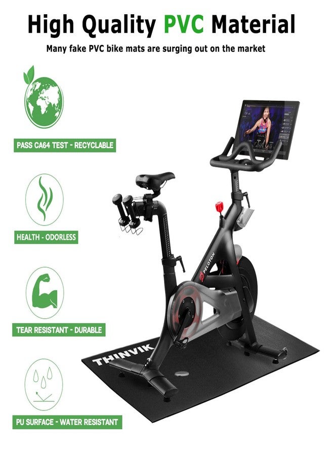 Thinvik Bike Mat for Peloton Spinning Bike & Wahoo Kickr 30×72in Bicycle Trainer Mat for Cycleops Rowe Indoor Cycling Exercise Stationary Bike mat with Stone Texture (Updated 6mm) - Image 3