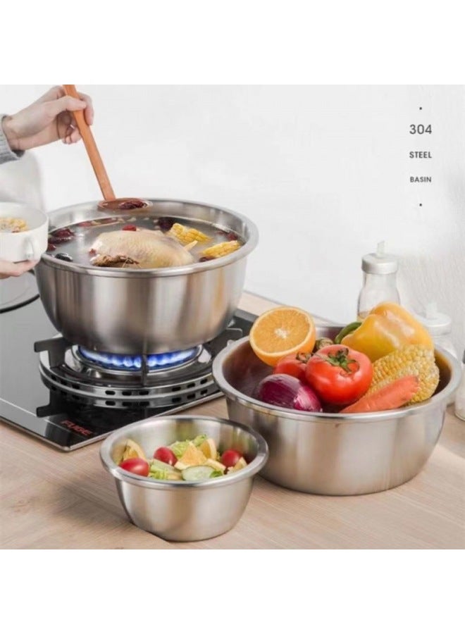 Extra Thick 316 Stainless Steel And Basin Household Kitchen Vegetable Washing Basin Thickened Soup Pot Hot Pot Basin Hair Basin Default-Specifications:316 Extra Thick And Deepened Single Pack 32cm-Color:Default
