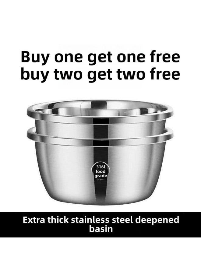 Extra Thick 316 Stainless Steel And Basin Household Kitchen Vegetable Washing Basin Thickened Soup Pot Hot Pot Basin Hair Basin Default-Specifications:316 Extra Thick And Deepened Single Pack 32cm-Color:Default