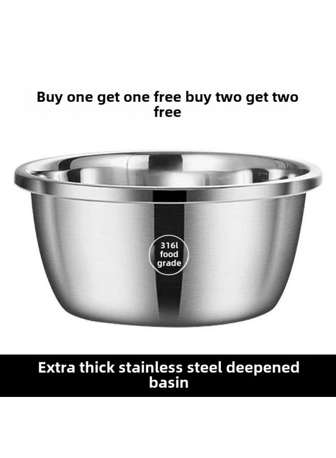 Extra Thick 316 Stainless Steel And Basin Household Kitchen Vegetable Washing Basin Thickened Soup Pot Hot Pot Basin Hair Basin Default-Specifications:316 Extra Thick And Deepened Single Pack 32cm-Color:Default
