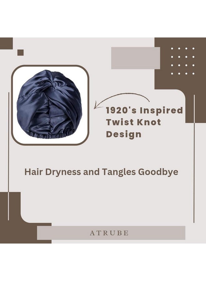 Atrube Silk Hair Bonnet Reversible Sleep Cap Adjustable tie Band Head wrap Hair Cover for Women with Scrunchies |Hair Wrap Silk for Hair (Black) - Image 2