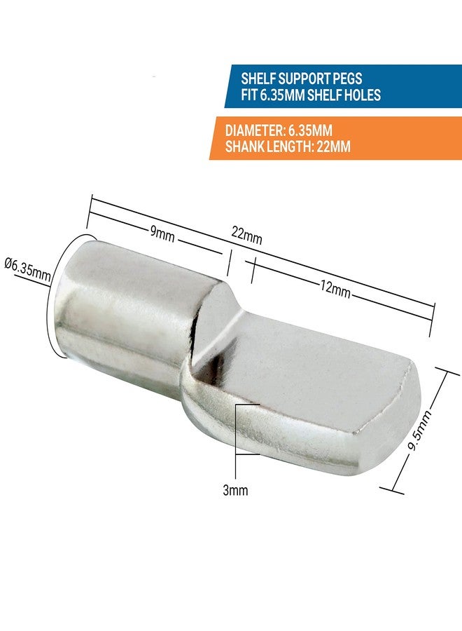 Rok Hardware Heavy Duty 1/4" Shelf Pins/Pegs, Flat Spoon Style, Nickel - 100 Pack - Image 2