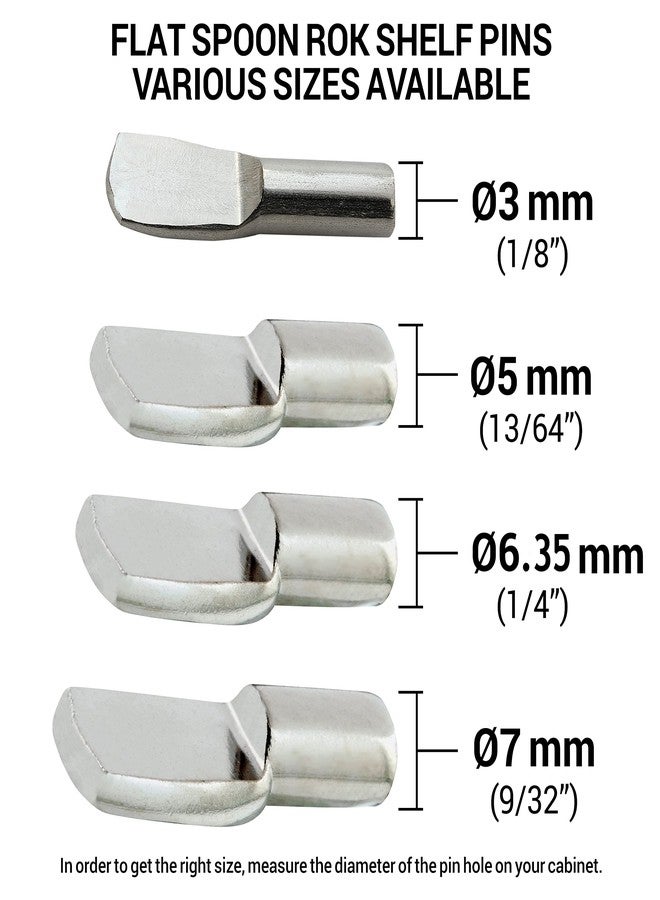 Rok Hardware Heavy Duty 1/4" Shelf Pins/Pegs, Flat Spoon Style, Nickel - 100 Pack - Image 4