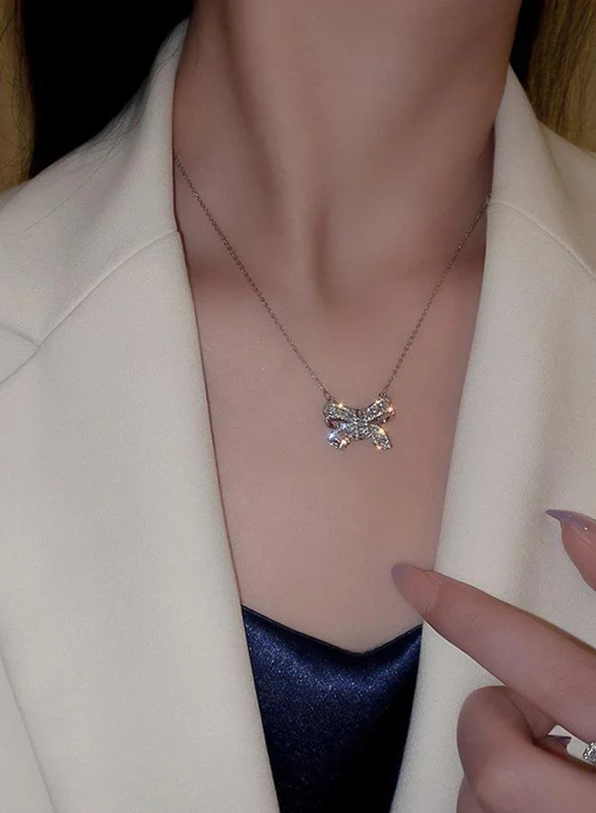Embellished Bow Pendant Necklace