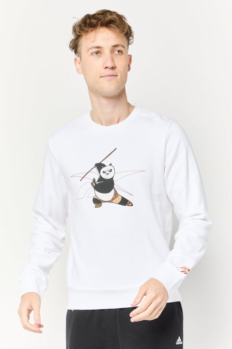 Reebok ريبوك × كونغ فو باندا ملابس رياضية للرجال بأكمام طويلة مناسبة للأنشطة الخارجية، أبيض - Image 1