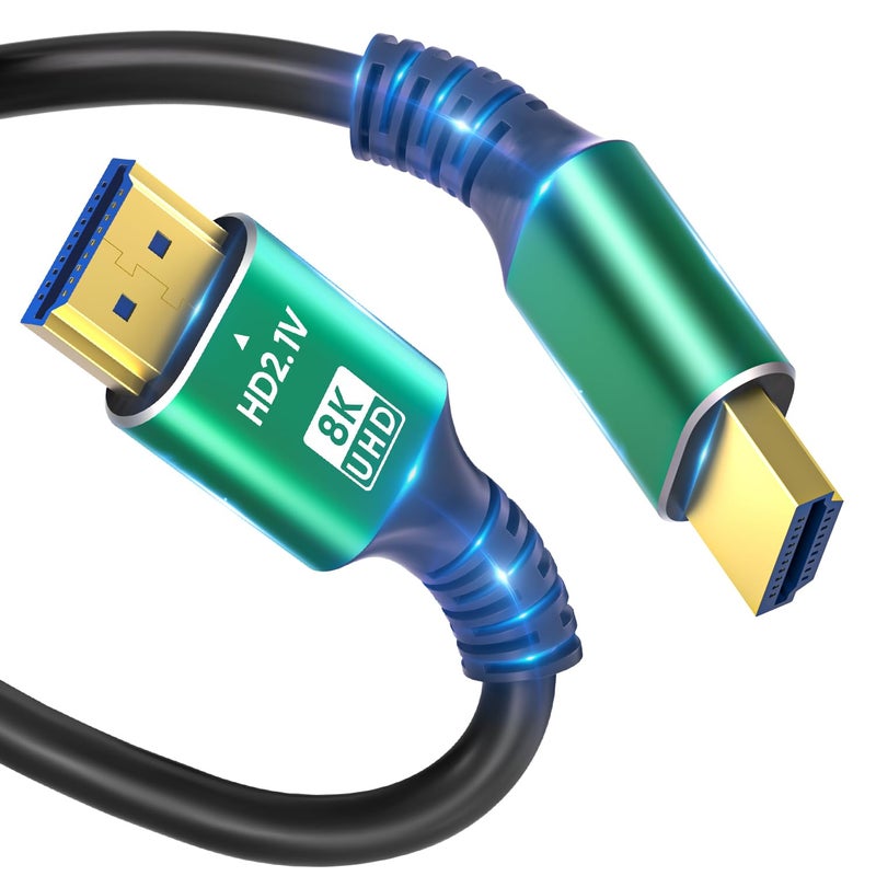 8K 4K 10K HDMI Cable 48Gbps 5FT/1.5M, Certified Ultra High Speed 2.1 HDMI Cable Braided Cord-4K@120Hz 8K@60Hz, DTS:X, HDCP 2.2 & 2.3, HDR 10 Compatible with Roku TV/PS5/HDTV/Blu-ray
