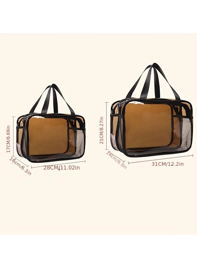 أوريتي حقيبة مكياج شفافة حقيبة مستحضرات التجميل مع مقصورة حقيبة سفر شفافة حقيبة مكياج شفافة حقيبة مكياج سحاب إغلاق منظم مكياج حقيبة حمام كبيرة - Image 5