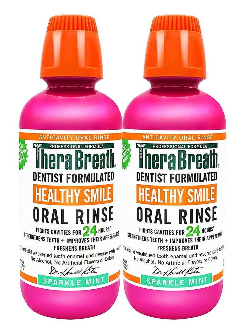 ثيرابريذ تركيبة طبيب الأسنان لشطف الفم لمدة 24 ساعة بالنعناع اللامع 16 أونصة عبوة من قطعتين
