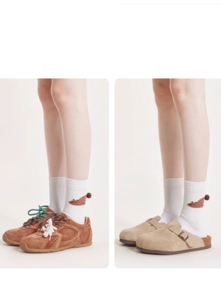 كومة من الجوارب الخالية من العظم للنساء لطيف الكرتون الجوارب المتوسطة الزحف الدب لينة الأرنب المبتسم فصيل كورجي - Image 3