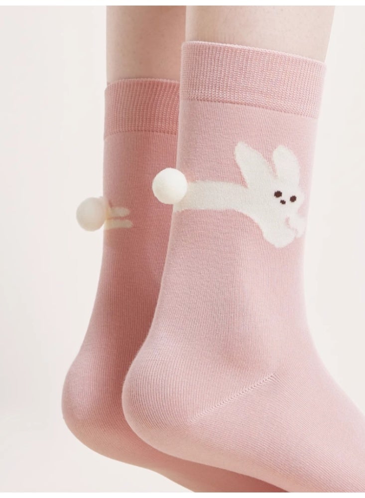 كومة من الجوارب الخالية من العظم للنساء لطيف الكرتون الجوارب المتوسطة الزحف الدب لينة الأرنب المبتسم فصيل كورجي - Image 5