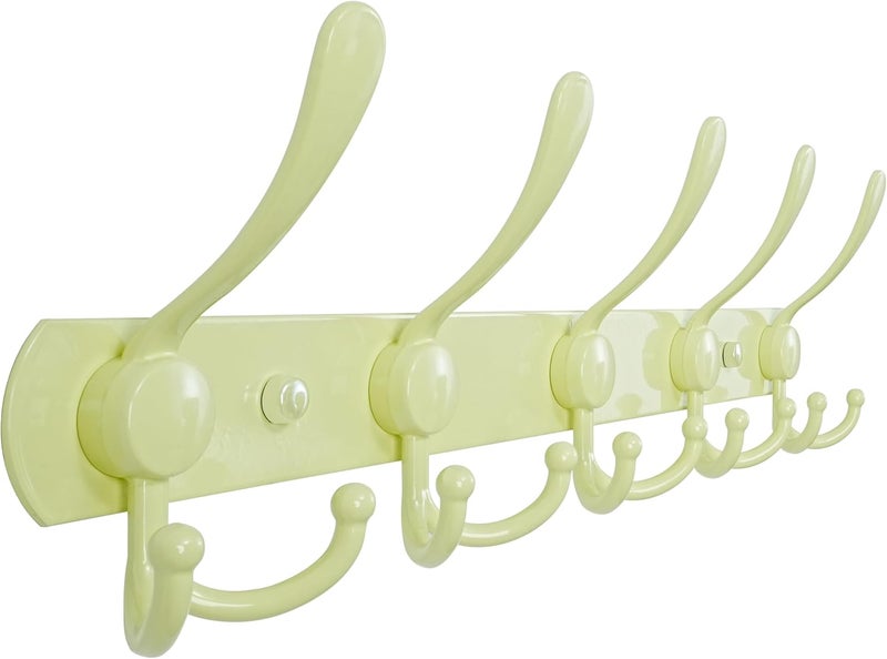 Dseap Individual group scene compatible Coat Rack Wall Mounted - 5 Tri Hooks, Heavy Duty, Stainless Steel, Metal Coat Hook Rail for Coat Hat Towel Purse Robes Mudroom Bathroom Entryway, Yellow Fine polished finish - Image 1