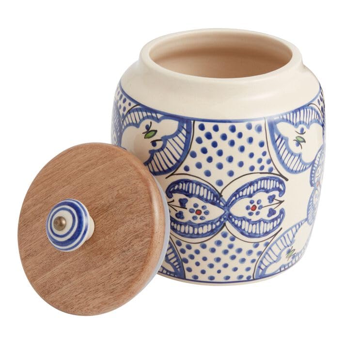 Goodscious Tunis Ceramic Canister with Natural Wood Lid - Airtight Ceramic Jar with Lid - Coffee Grounds Container & Tea Bag Jar - Food Storage Containers - Decorative Kitchen Canisters for Countertop (48 oz) - Image 2