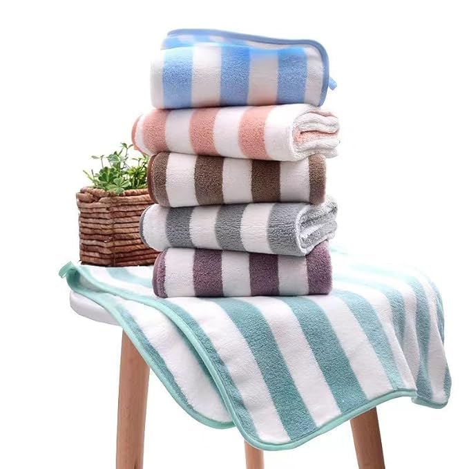 black sparrow Microfiber 500 GSM Bath Towels Strip 70x140 Extra Soft Plush Quick Dry High Absorbency Large Size Towels for Bathing - Image 1