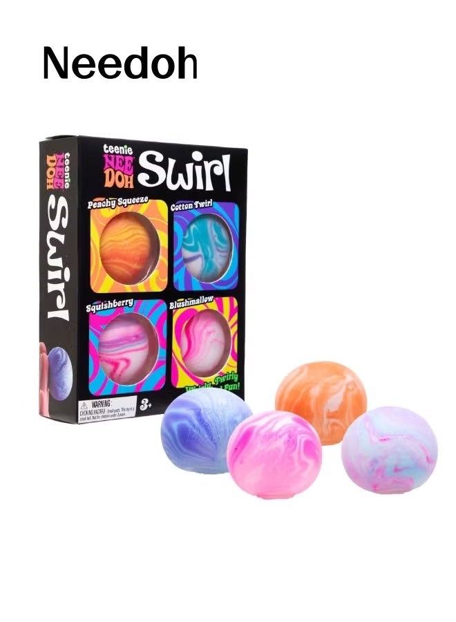 نيدوه مجموعة تيني نيدو سويرل، 4 كرات صغيرة لتخفيف التوتر للأطفال والكبار، ألعاب حسية لتخفيف التوتر، كرات ضغط رخامية، لتخفيف القلق، نيدو الأصلية، هدية العيد - Image 1