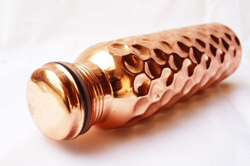 PIEPOT Piepot 100 Pure Copper Water Bottle 1 Litretamba bottle 1 litreDrinking Water bottle copper Brown Pack of 1 Diamond Hammered - Image 5