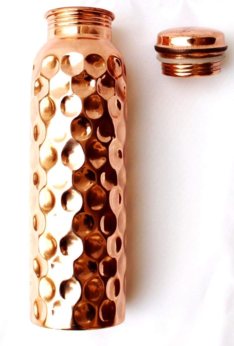 PIEPOT Piepot 100 Pure Copper Water Bottle 1 Litretamba bottle 1 litreDrinking Water bottle copper Brown Pack of 1 Diamond Hammered - Image 4