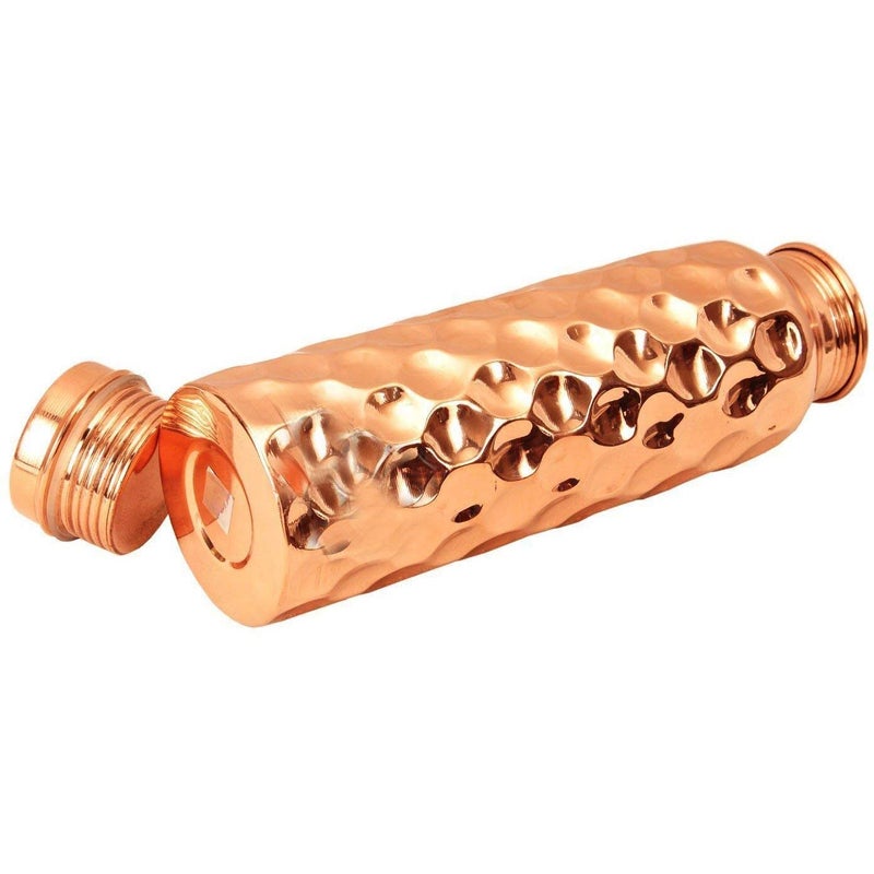 PIEPOT Piepot 100 Pure Copper Water Bottle 1 Litretamba bottle 1 litreDrinking Water bottle copper Brown Pack of 1 Diamond Hammered - Image 3