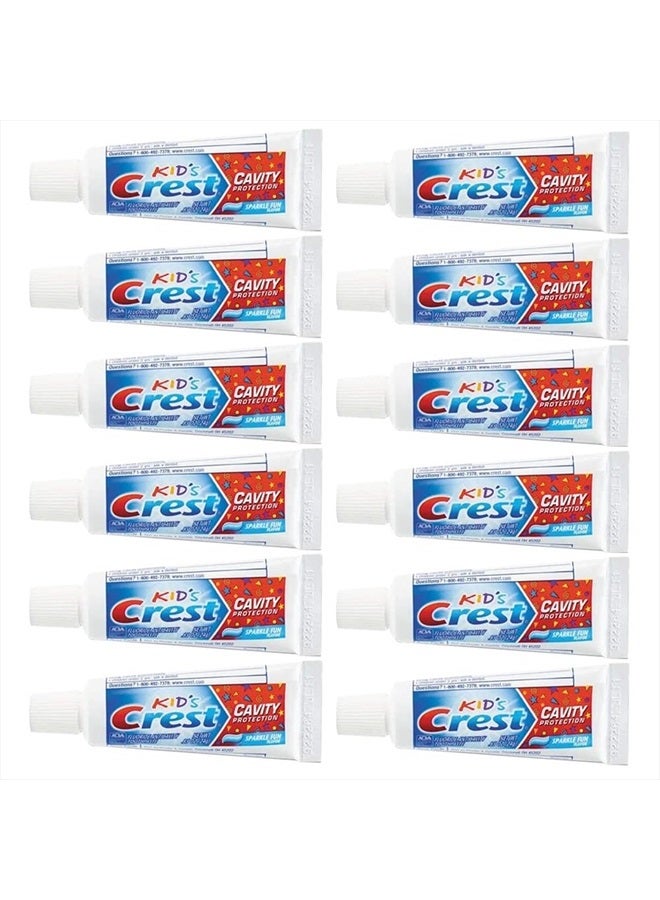 Crest Kids Cavity Protection Toothpaste, Sparkle Fun, Travel Size 0.85 oz (24g) - Pack of 12 - Image 1