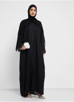 hayas closet Lace Detailed Flared Sleeve Abaya  - Image 1