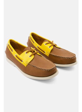 Men Lace Up Boat Shoes, Tan