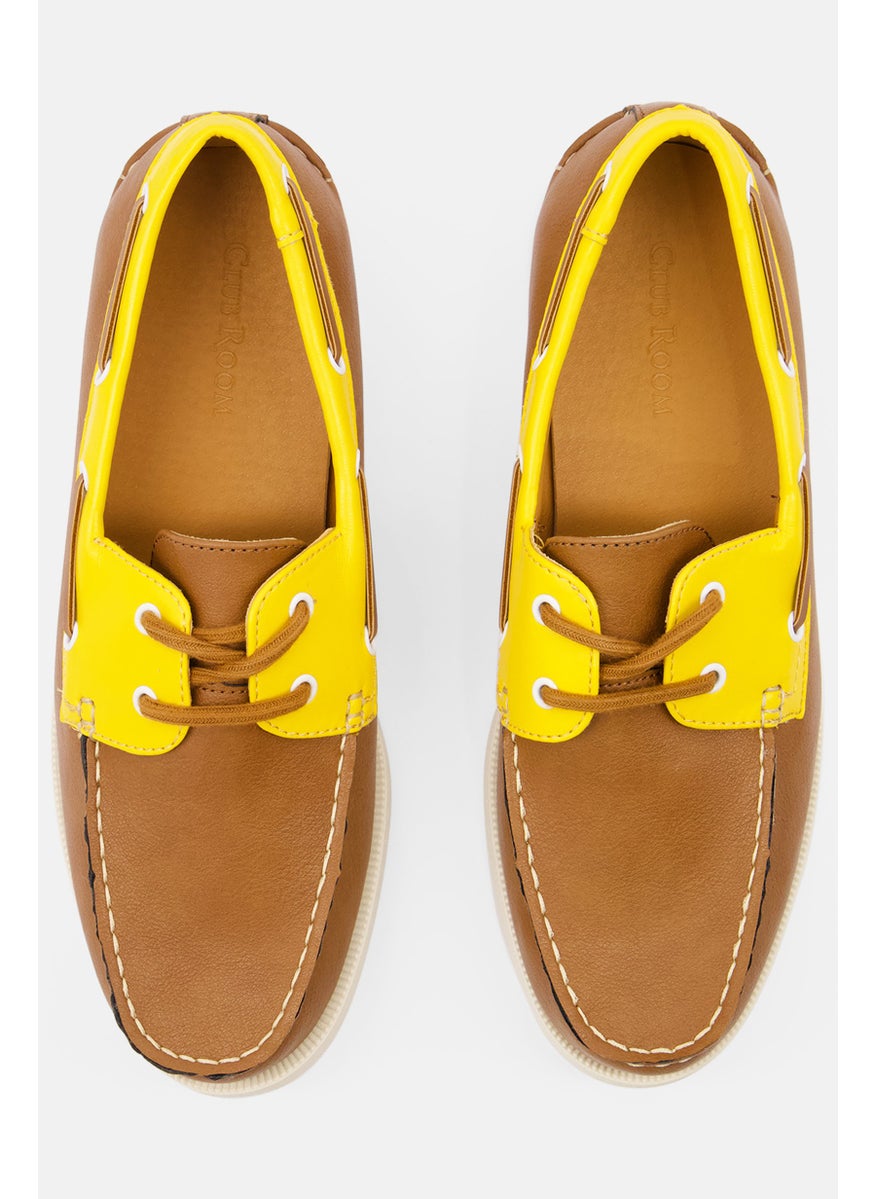 Club Room - Men Lace Up Boat Shoes, Tan - Image 1
