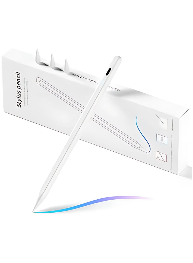 سناجل قلم ستايلس لجهاز iPad مع خاصية رفض راحة اليد، قلم ستايلس نشط قابل لإعادة الشحن، قلم ذكي رقمي متوافق مع أجهزة iPad ومعظم الأجهزة اللوحية، باللون الأبيض - Image 1