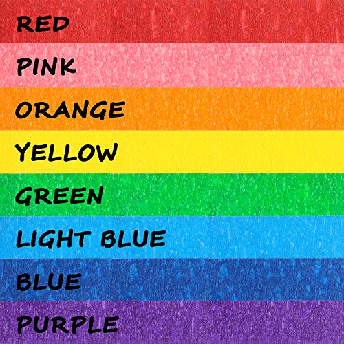 Hutou 8 Rolls Colored Masking Tape Rainbow Colors Painters Tape Colorful Craft Art Paper Tape for Kids Labeling Arts Crafts DIY Decorative Coding Decoration Teaching Supplies, 0.6 Inch x 16 Yard, 8 Colors - Image 3
