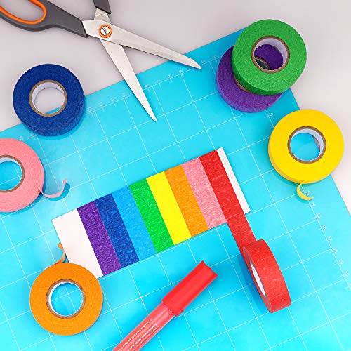 Hutou 8 Rolls Colored Masking Tape Rainbow Colors Painters Tape Colorful Craft Art Paper Tape for Kids Labeling Arts Crafts DIY Decorative Coding Decoration Teaching Supplies, 0.6 Inch x 16 Yard, 8 Colors - Image 5