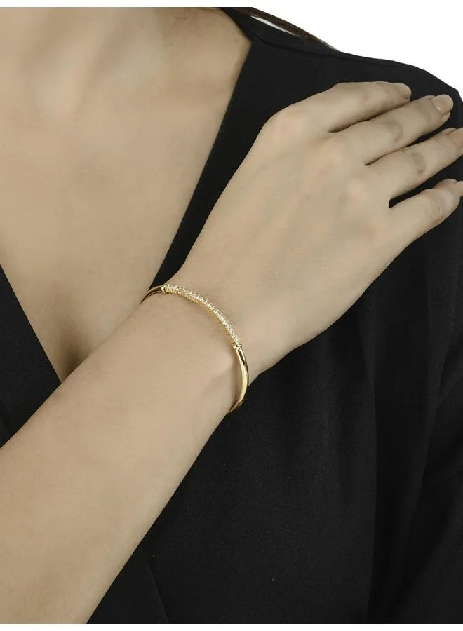 VOYLLA Sparkling Elegance Round Cut CZ Adorned Gold Plated Brass Bracelet