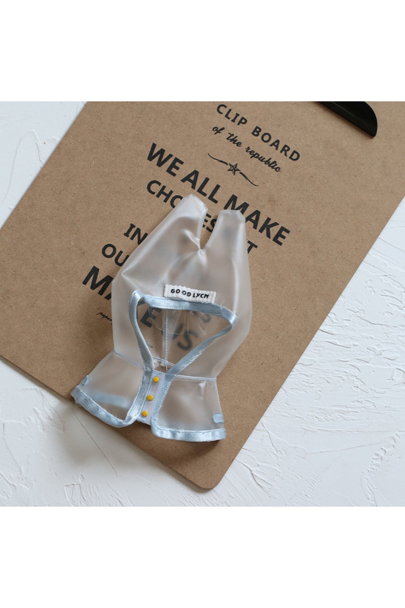 Clear For 17 cm labubu v1/v2/v3 clothes summer doll clothes rabbit ear raincoat for Labubu Outfit DI