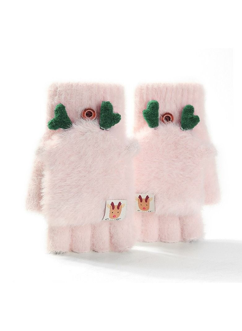 Golovejoy Women's Warm Plush Windproof And Cold Proof Lovely Gloves 