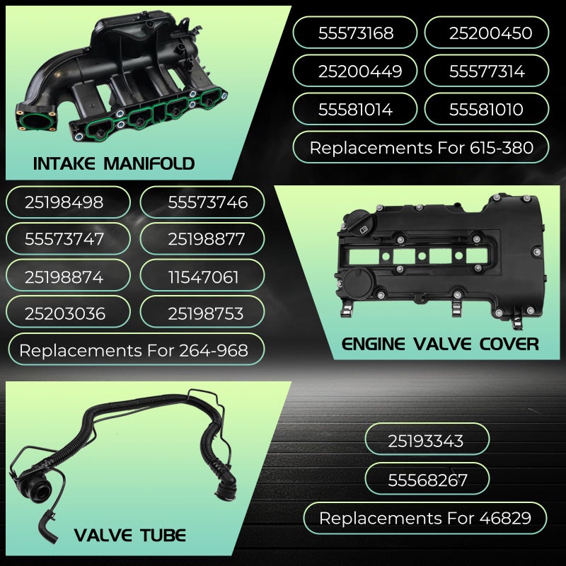 BHB Engine Intake Manifold and Valve Cover Kit Compatible with Chevy Cruze Sonic Trax Volt Buick Encore 1.4L 2011-2021 Replacement For 615-380 55573746 25198498 25200449 55577314 - Image 3