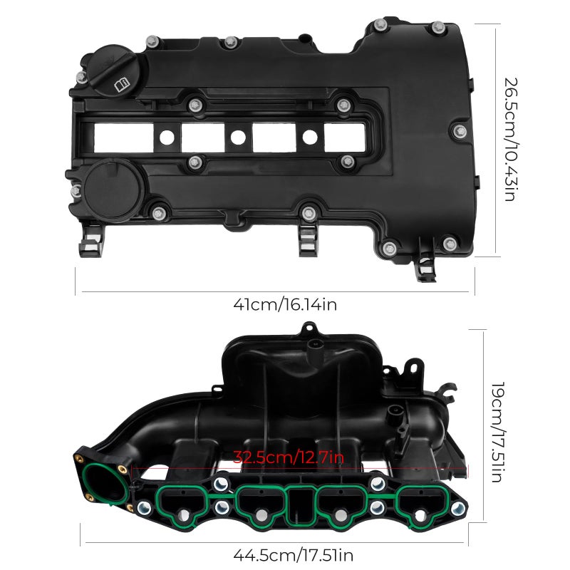 BHB Engine Intake Manifold and Valve Cover Kit Compatible with Chevy Cruze Sonic Trax Volt Buick Encore 1.4L 2011-2021 Replacement For 615-380 55573746 25198498 25200449 55577314 - Image 2