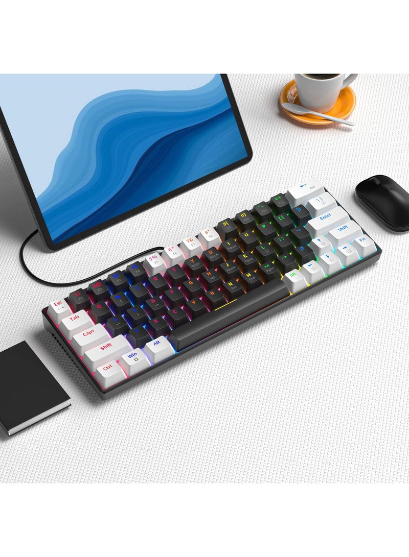 60%  63 Keys  Wired Mechanical Gaming Keyboard RGB Backlit Ultra-Compact Mini Keyboard Waterproof Mini Compact Keyboard for PC/Mac Gamer Typist Travel Easy to Carry on Business Trip - Image 3
