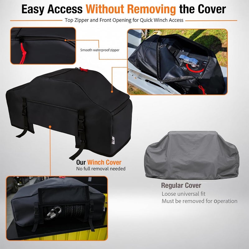 EUDORA Winch Cover, High Quality UV-resistant Waterproof Winch Protective Cover, Indoor/Outdoor Winch Accessories, Weather Resistant Dust Cover for Electric Winches up to 12000 Lbs (No lining) - Image 5
